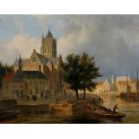 Bartholomeus Johannes van Hove (1790-1880)A capriccio view of a town, possibly Gorinchem. Signed