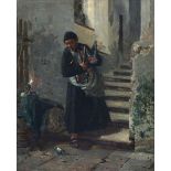 Hugo Kotschenreither (1854-1908)Monk carrying bottles of wine. Signed and dated '74 lower left.