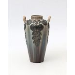 Charles Maes (atttributed) (1847-1924)A stoneware vase decorated with pewter mount, circa 1910-