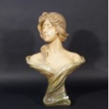 Aristide De Ranieri (1880-1914), polychrome terracotta bust, art nouveau lady, h. 62 cm. 27.00 %