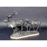 Probably Archimede Malavolti (19th/20th century), bronze sculpture on marble base, Deer, signed,