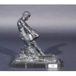 Ludwig Eisenberger (act.c.1895-1920), bronze sculpture on marble base, Worker, signed, dim. 21 x