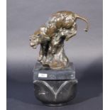 Bronze sculpture on marble base, Panther, h. 23 cm. 27.00 % buyer's premium on the hammer price, VAT