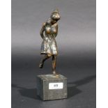 Bronze sculpture op marble base, Skipping girl, monogram 'P', h. 16 cm. 27.00 % buyer's premium on