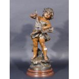 Spelter girl with goose (after Moreau), h. 53 cm. 27.00 % buyer's premium on the hammer price, VAT