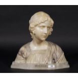Alabaster bust, Mignon, h. 30 cm. 27.00 % buyer's premium on the hammer price, VAT included