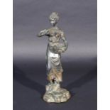 Bronze sculpture of a girl with bird, h. 36 cm. 27.00 % buyer's premium on the hammer price, VAT