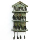 Tin Spoons in Painted Rack