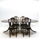 English Table with 4 Lyre Back Chairs