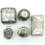 Lot of 5 19th Century Scent Boxes and Pill Boxes