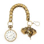 18KG Pocket Watch with Chain, Fobs, and Key