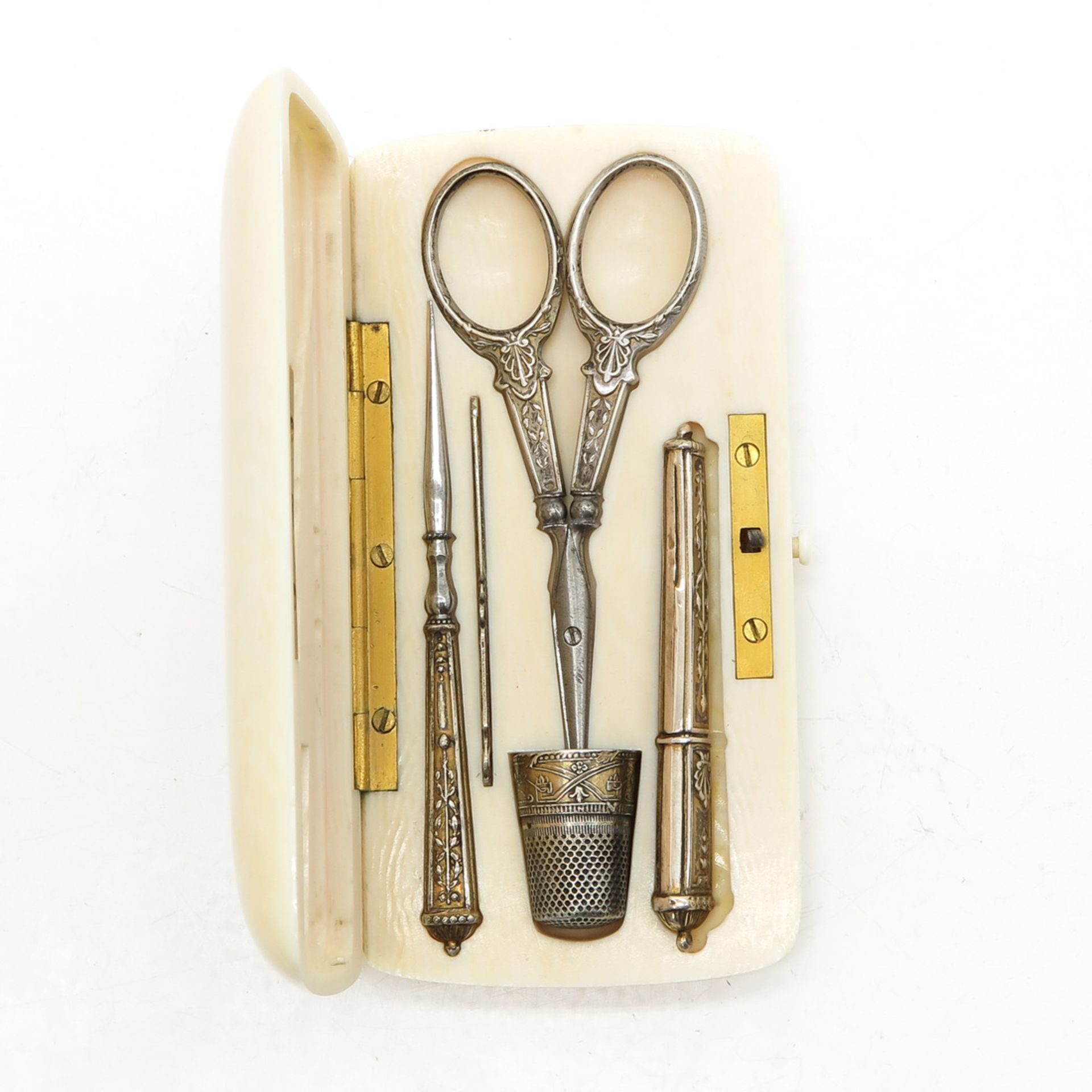 19th Century Silver Manicure Set in Case
