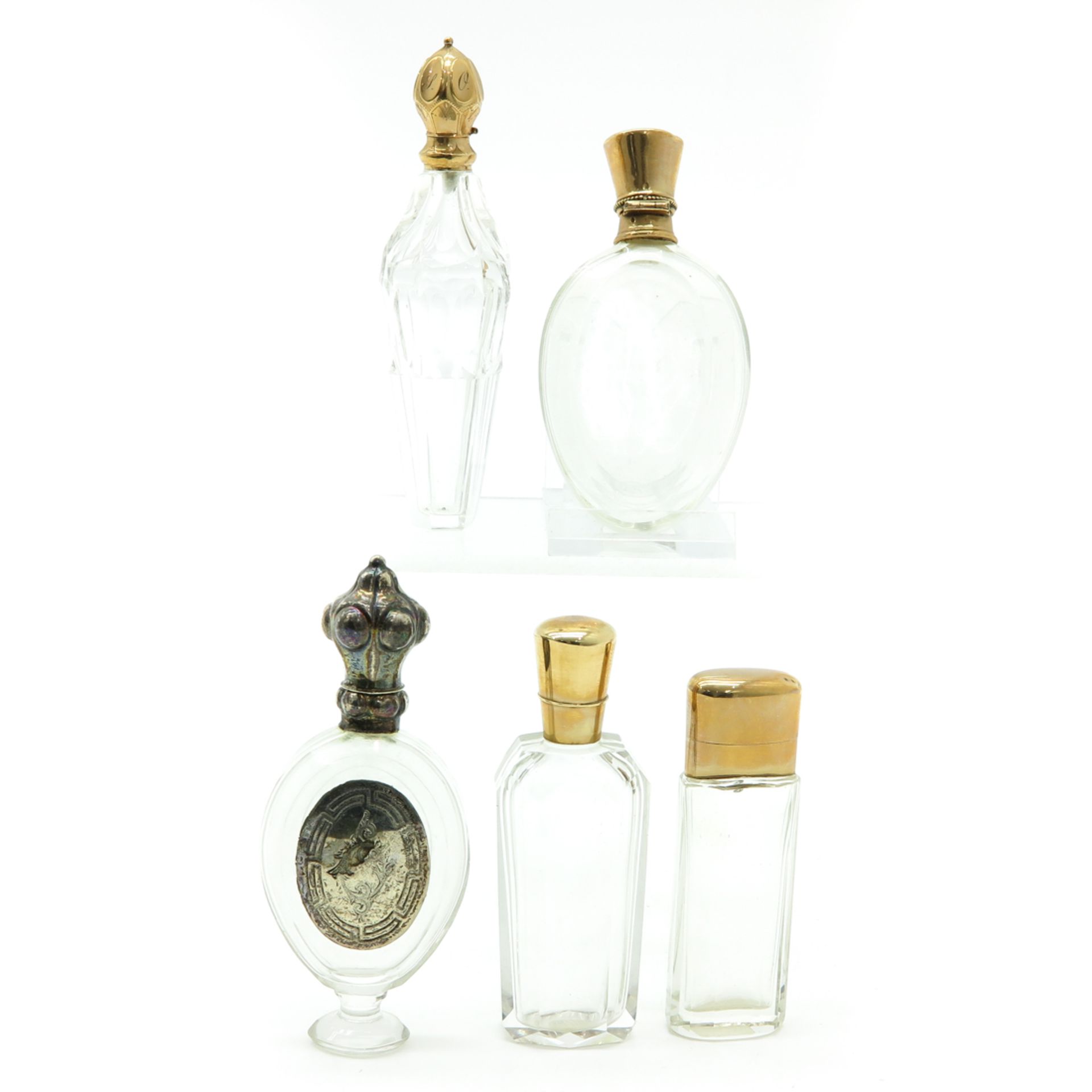 5 19th Century Perfume Flask in Silver & Gold