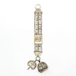 19th Century Dutch Silver Watch Chain with Key & Fob