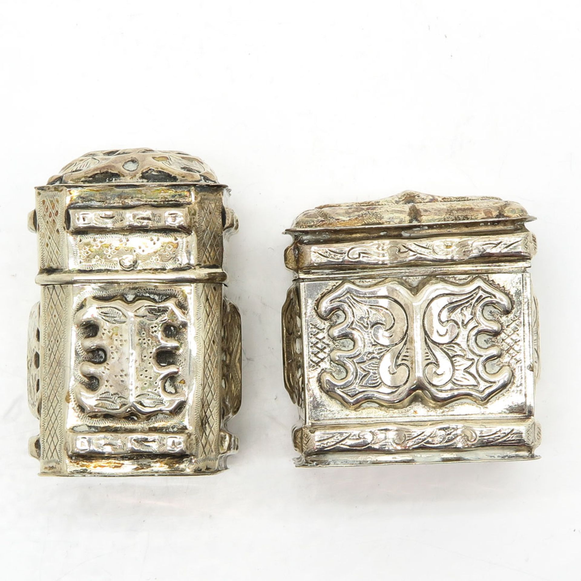 Lot of 2 19th Century Dutch Silver Scent Boxes