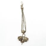 19th Century Dutch Silver Watch Chain with Key and Fobs