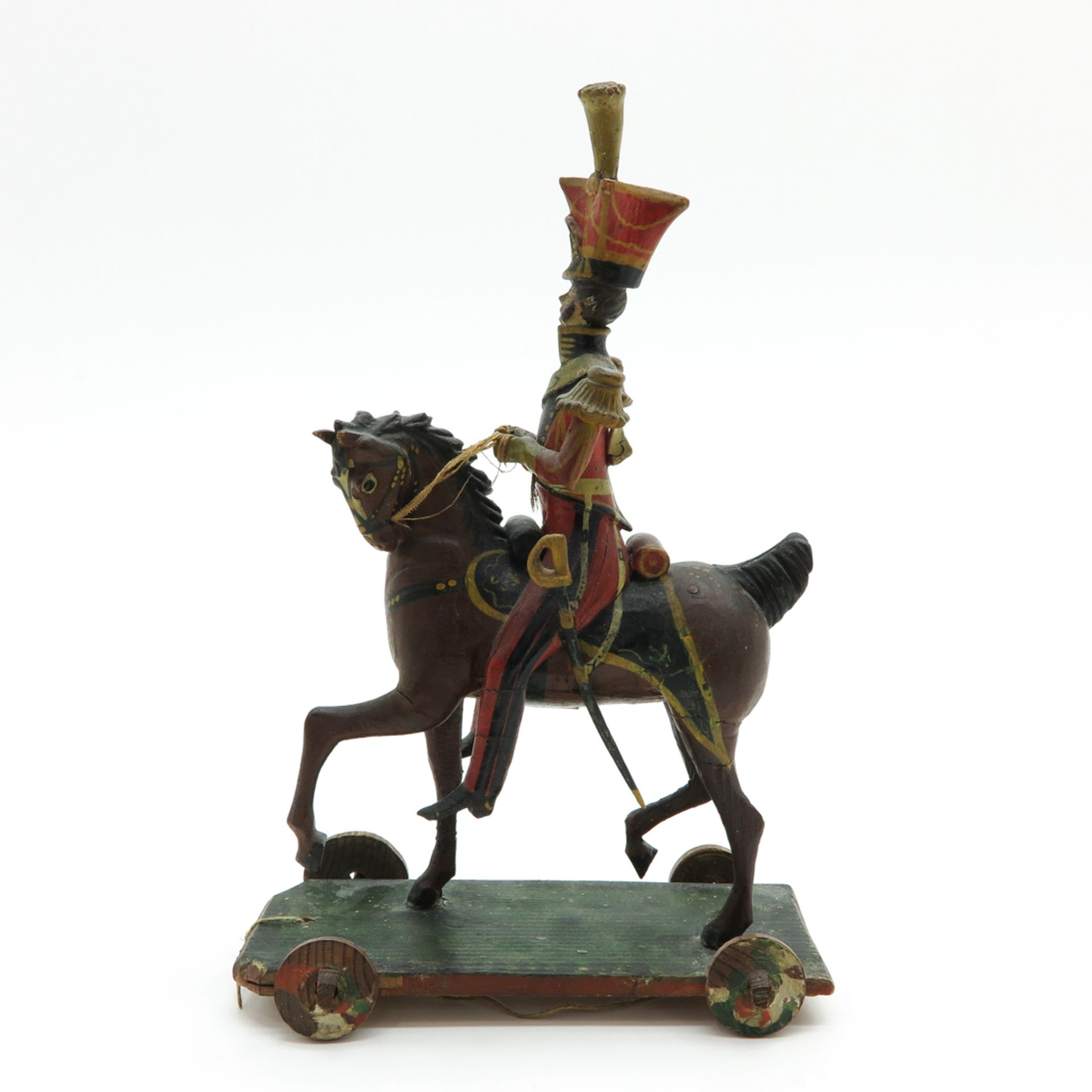 Vintage Pull Toy of Napoleon on Horseback