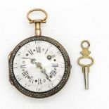 18KG Dellient Geneva Pocket Watch with Enamel Portrait