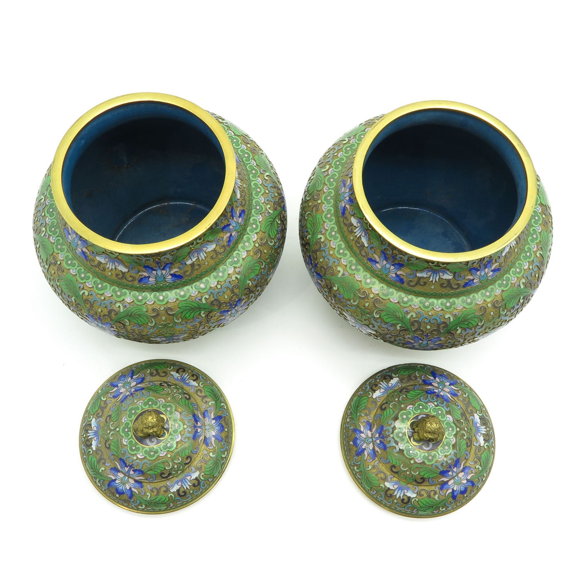 Pair of Cloisonne Lidded Vases - Bild 5 aus 6