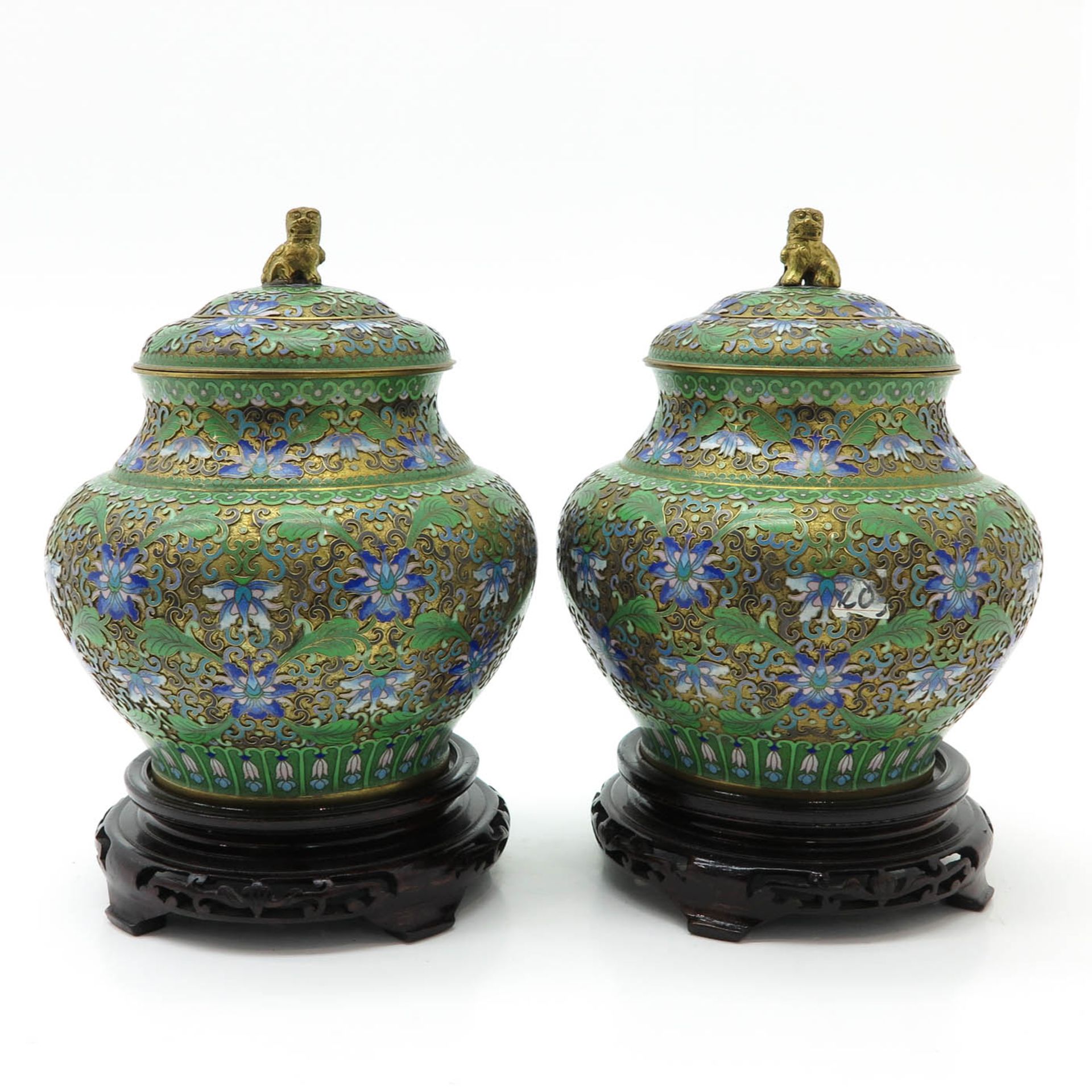 Pair of Cloisonne Lidded Vases