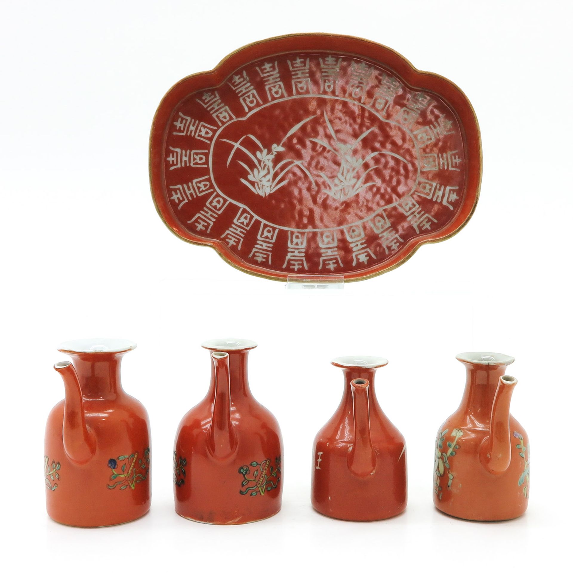 Orange Glaze Tray with 5 Decanters - Bild 4 aus 6