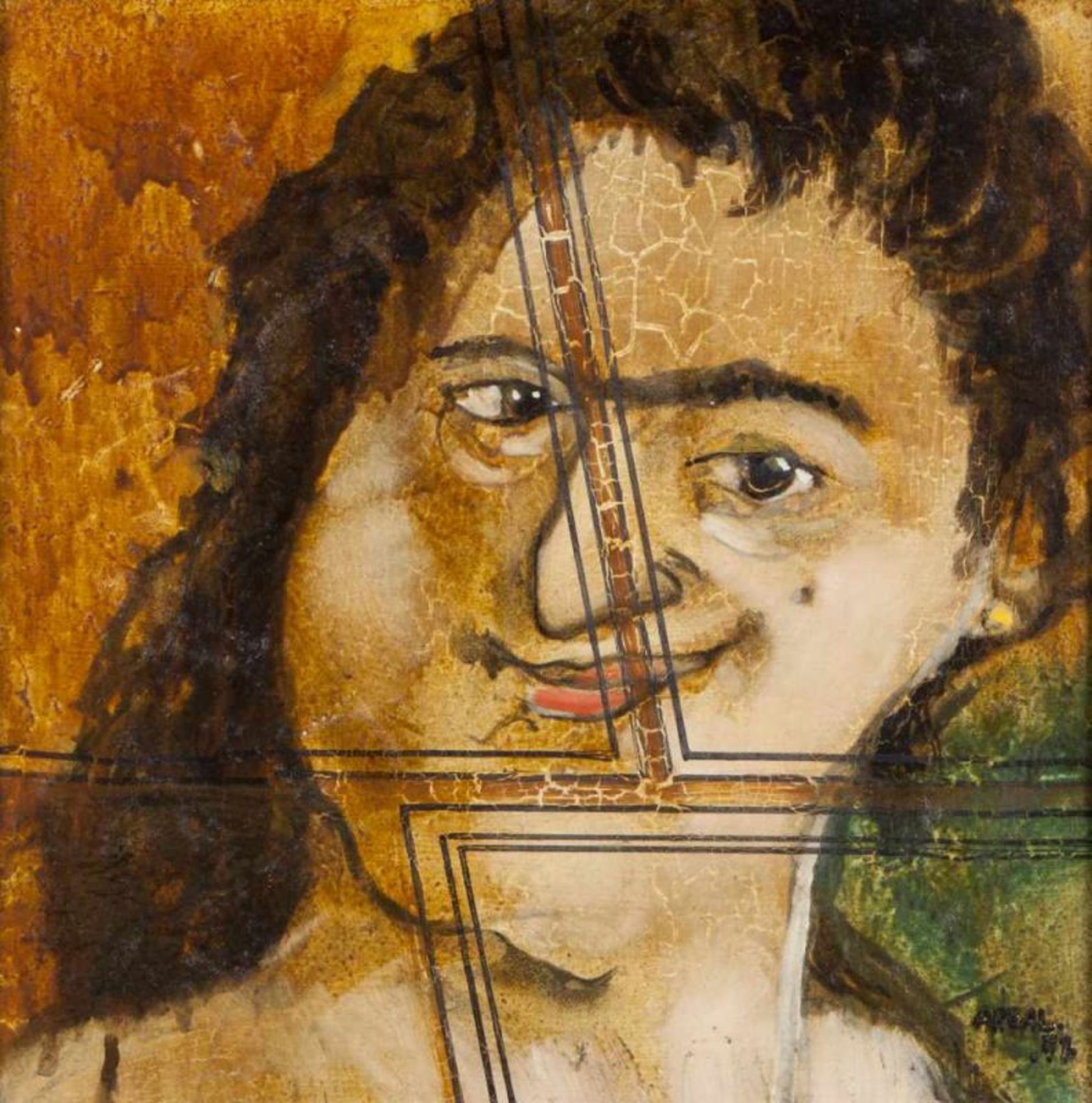 António Areal (1934-1978) "Josefa com o brinco ou Retrato da Josefa (d’Ayala) de Óbidos no dia da