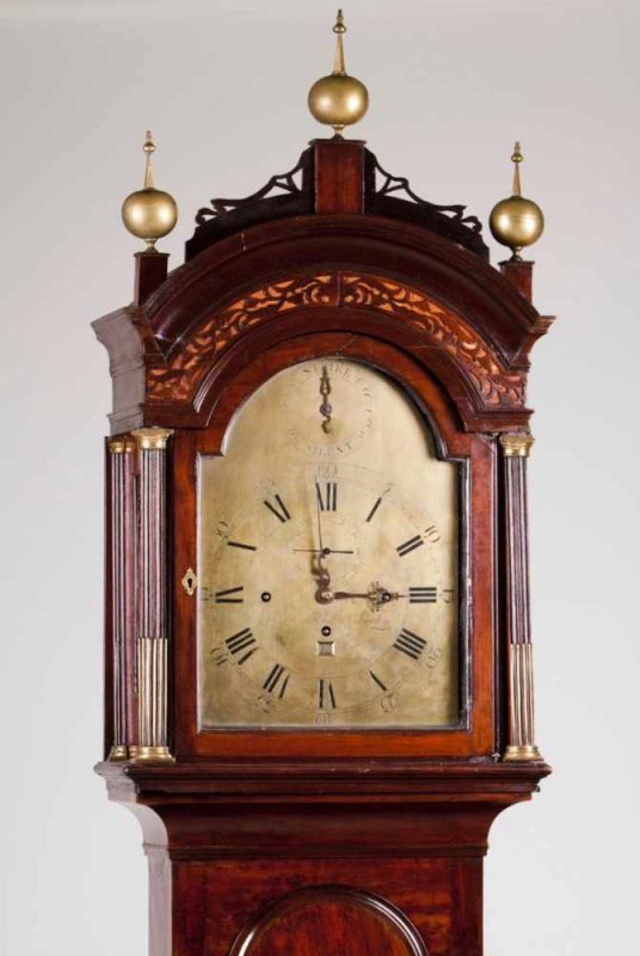 Thomas Hughes, London Important long case carillon clock Mahogany case with pierced decoration and - Image 2 of 2