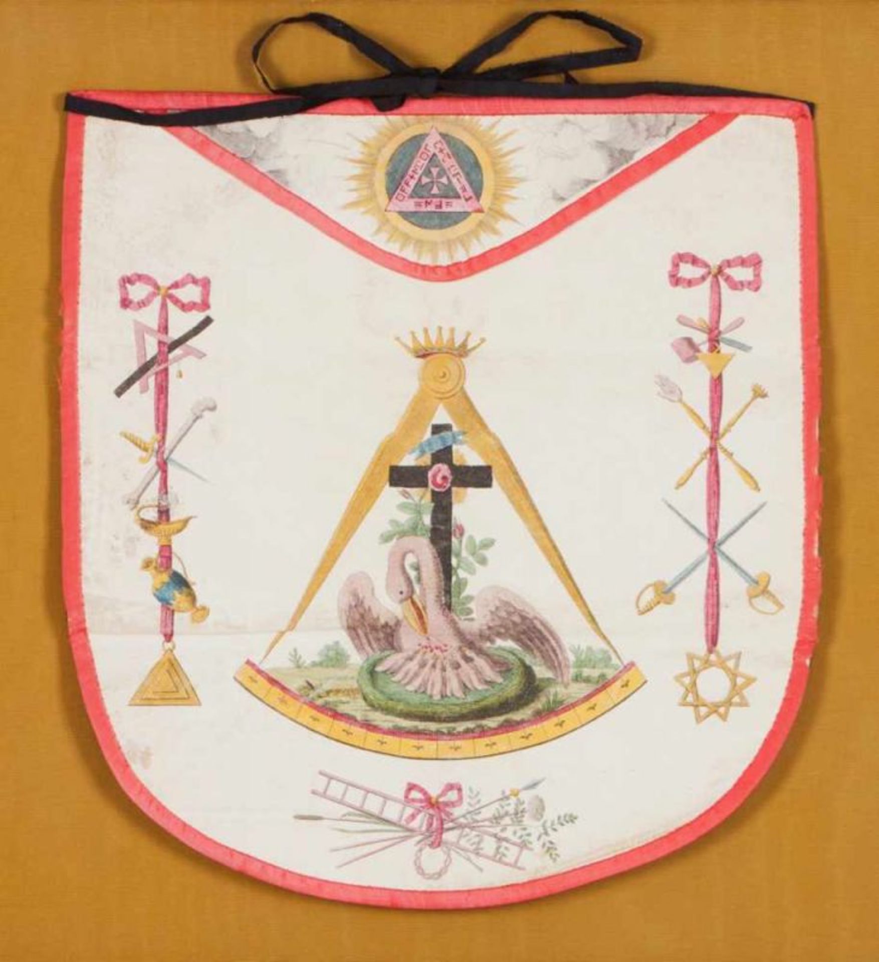 A 18th degree apron of the Ancient and Accepted Scottish Rite - Sovereign Prince Rose Croix Painted