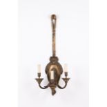 A pair of Louis XVI style three-light wall lights Bronze Molded decoration Europe, 19th century