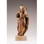 Our Lady with the Child Oak sculpture with traces of polychromy Germany, 16th century Base of