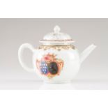 A teapot with cover Chinese export porcelain Polychrome Famille Rose and gilt decoration with floral