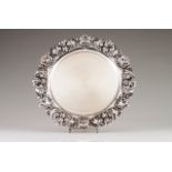 A large scalloped salver Portuguese silver Scalloped tab with chased decoration with shells, volutes