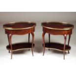 A pair of occasional tables Mahogany With two marble tops 62x66x46 cm