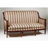 A Retour d'Egypt set of settee and a pair of fauteuils Mahogany with Silk upholstered seats and