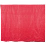 A coverlet Red damask silk Decoration with floral motifs and fringe Green silk lining 19th