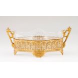 A Belle Époque centre piece Gilt bronze frame and feet Interior with cut crystal liner France,