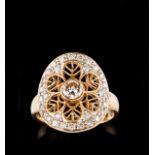 A diamond ring Set in 14kt gold with 31 brilliant cut diamonds (ca. 0,58ct) Portuguese assay mark (