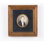 European school of the 19th century Portrait of a boy Miniature on ivory 5,5x4,5 cm