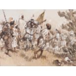 BATTLE SCENE Gouache on paper Max Karl Tilke (1869-1942) Signed and dated of 1916 41x54 cm