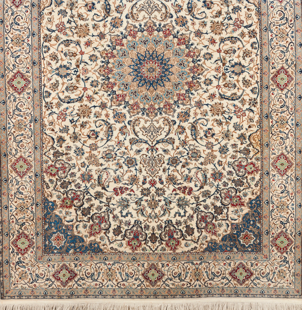 A Nain carpet Cotton and wool Floral decoration in blue, red and beige 262x178 cm