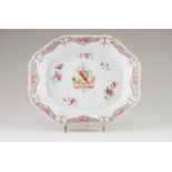 A scalloped bowl Chinese export porcelain Gilt and polychrome Famille Rose decoration, bearing