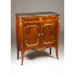 A Louis XV style cabinet Rosewood, walnut and burr-walnut Two doors, one drawer and interior with