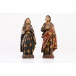 Our Lady and Saint John Two calvary sculptures Carved, polychrome and gilt wood Portugal, late 18th,