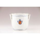 A wine cooler Chinese export porcelain Blue, rouge-de-fer and gilt decoration depicting coat-of-arms