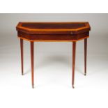 A D. Maria card table Mahogany veneered and satinwood and other woods marquetry decoration Green