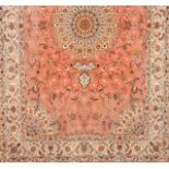 A Tabriz carpet, Iran Cotton and wool Floral decoration in pink and beige 306x202 cm