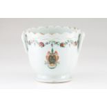 A wine cooler Chinese export porcelain Polychrome Famille Rose and gilt decoration depicting