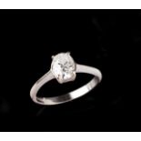 A single-stone ring Set in white gold with one oval cut diamond weighing approx. 1,00ct with