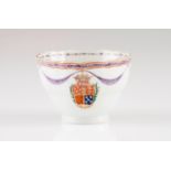 A tea cup Chinese export porcelain Famille Rose decoration representing coat-of-arms of José Correia