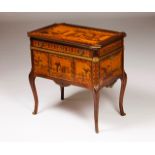 A Louis XVI style coiffeuse Top and sides with marquetry decoration depicting ruins and geometric